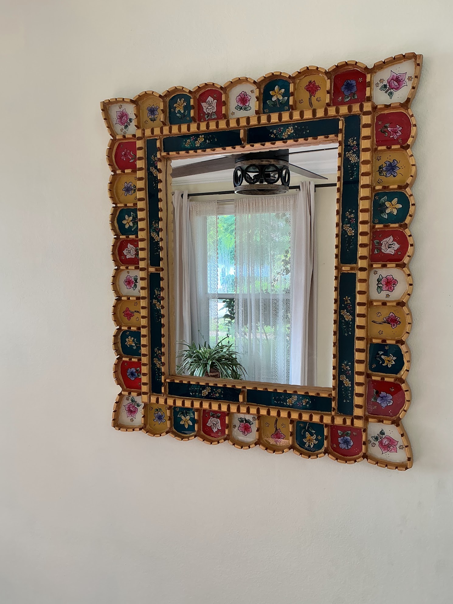 Front angled view of Mediterranean Gold hanging on a wall